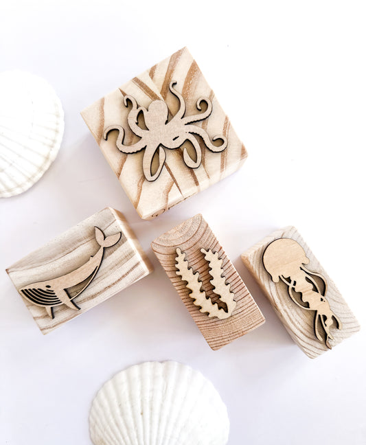 Ocean | Wooden Playdough Stamps | 4pcs