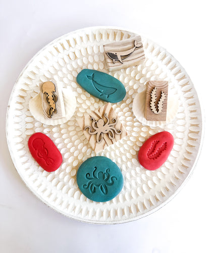 Ocean | Wooden Playdough Stamps | 4pcs