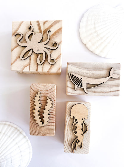 Ocean | Wooden Playdough Stamps | 4pcs